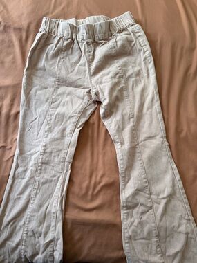 Light Beige Knit Flare Pants